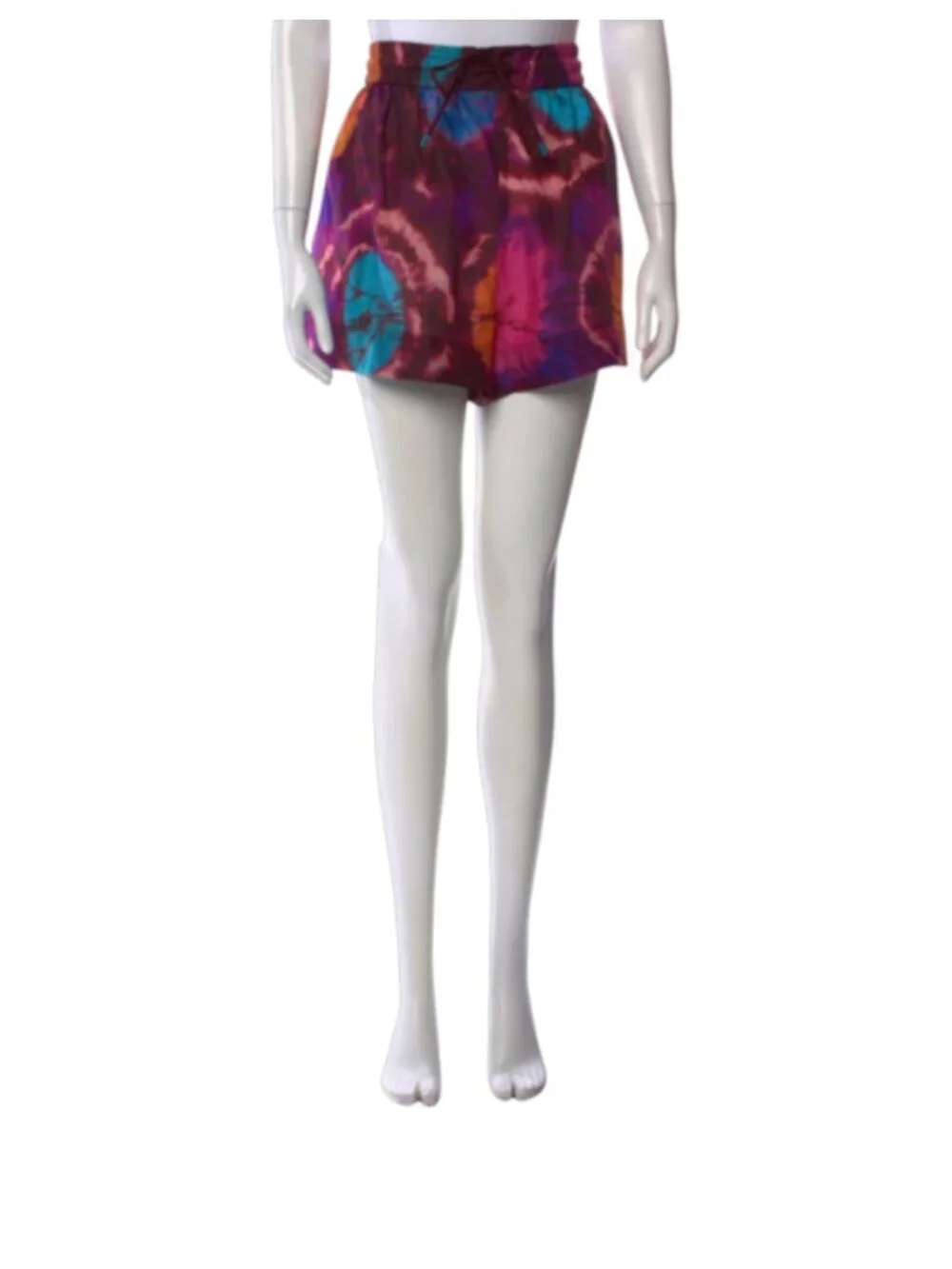 Zimmermann Acadian Tie Dye Shorts Womens 2 Medium Purple Pink High Rise Silk
